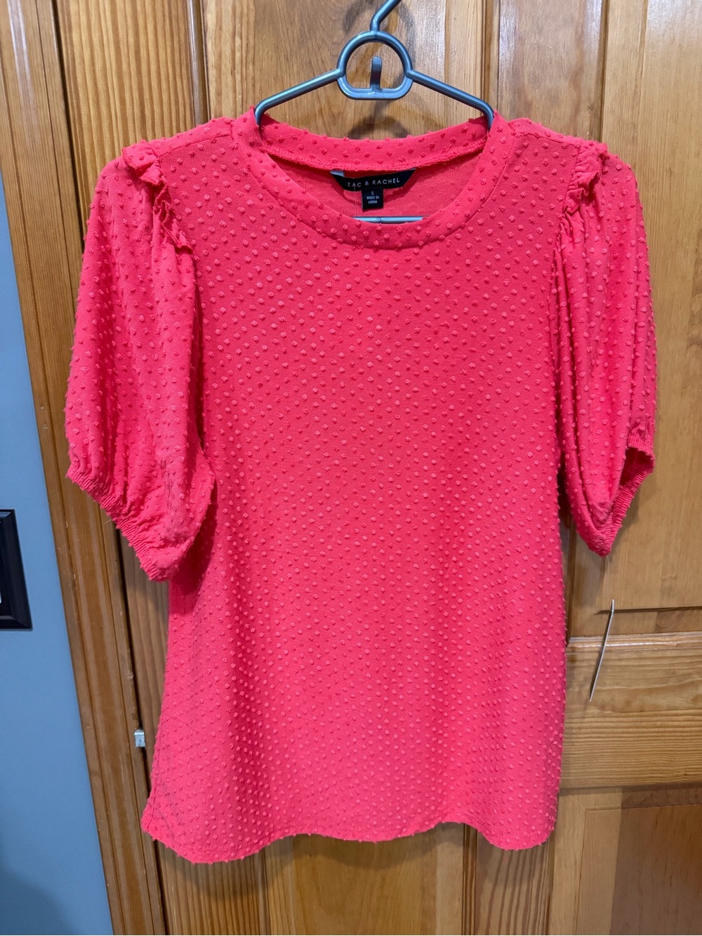 Zac & Rachel dotted pink top- size small